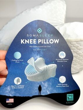 SelectSoma Orthopedic Sleep White Knee Pillow Cooling Gel Memory Foam Support